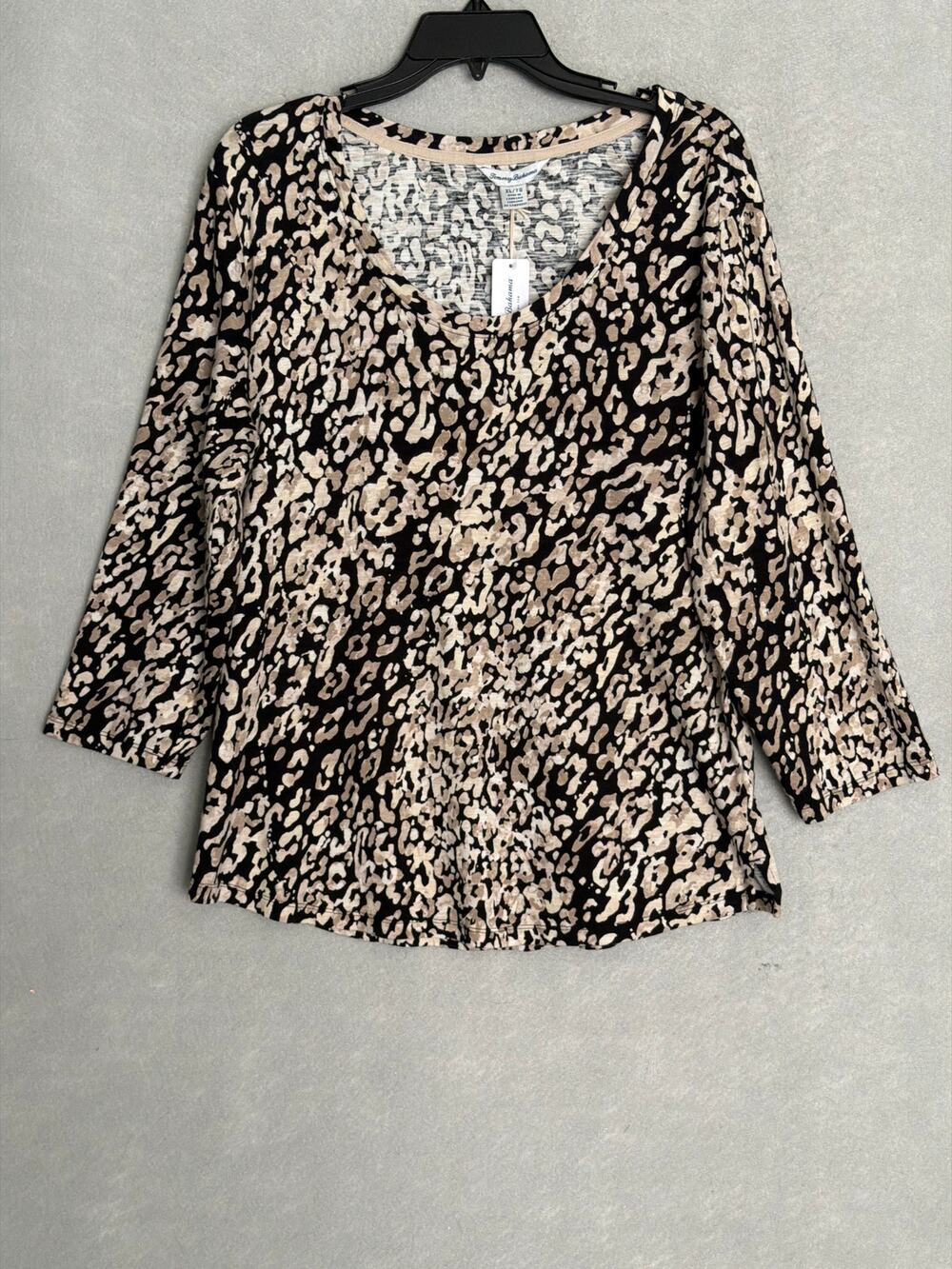 Tommy Bahama Aruba Isles Spotted Sea T-Shirt Black Women's XL NEW